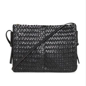 Madewell Leather Knotted Woven CrossBody Bag in Black